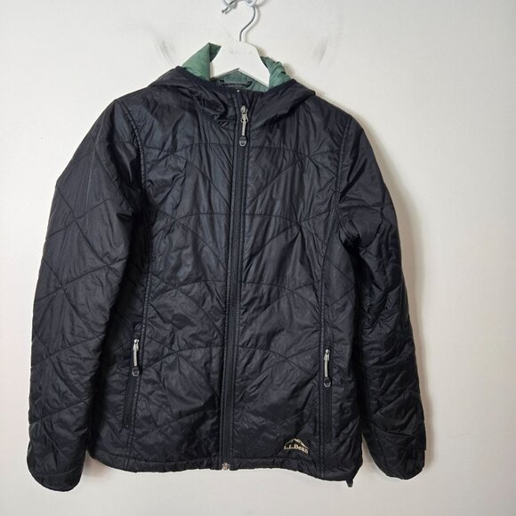 L.L. Bean Women's Size S PrimaLoft Packable Quilted Hooded Black Jacket - Picture 1 of 16